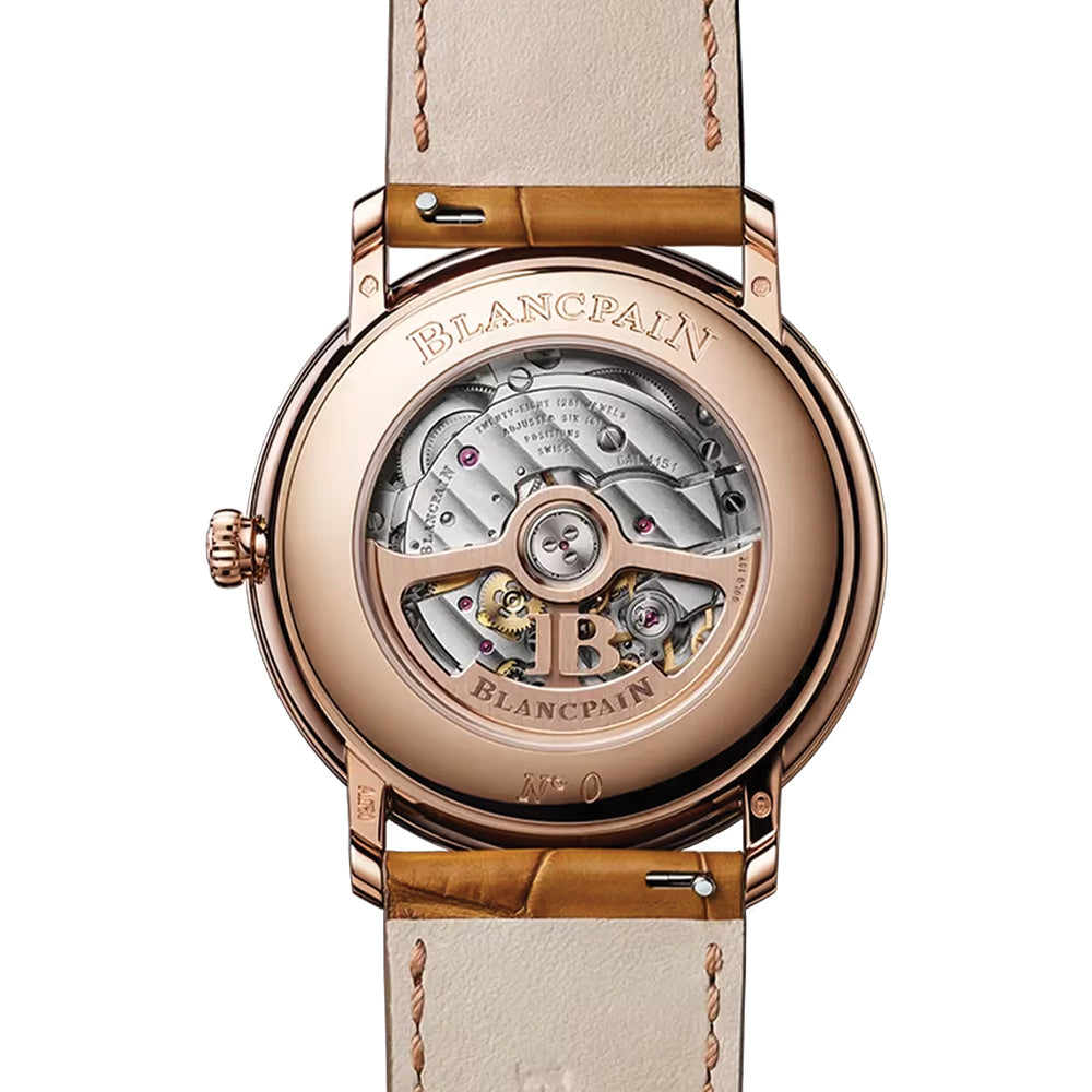 Villeret Red Gold 40mm - Opaline on Leather Strap