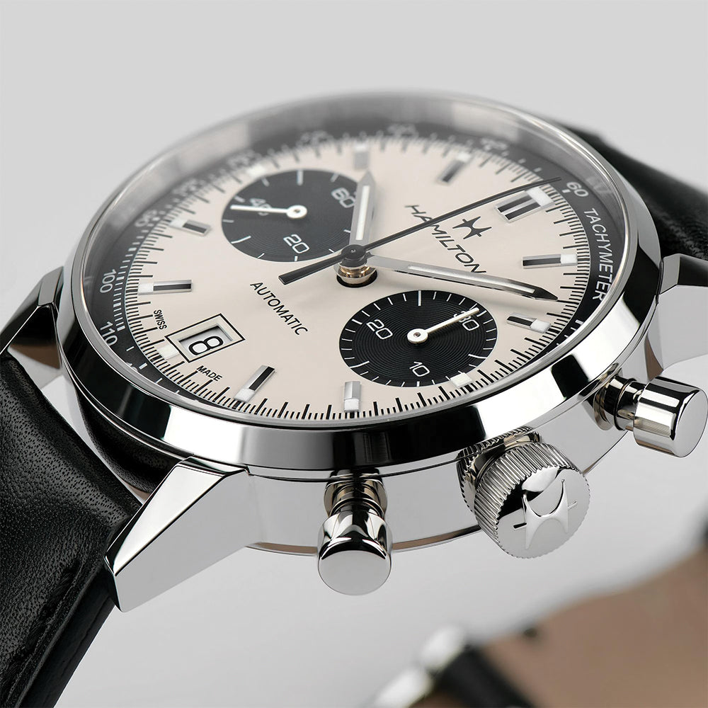 American Classic Intra-Matic Auto Chrono 40mm - White on Leather Strap