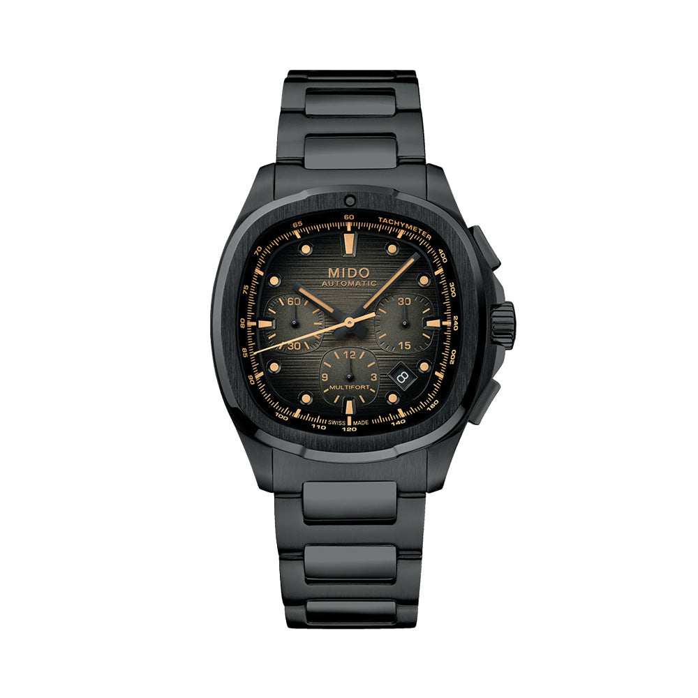 Multifort TV Chronograph Special Edition Black PVD 42mm - Grey on Bracelet w/ Extra Leather Strap