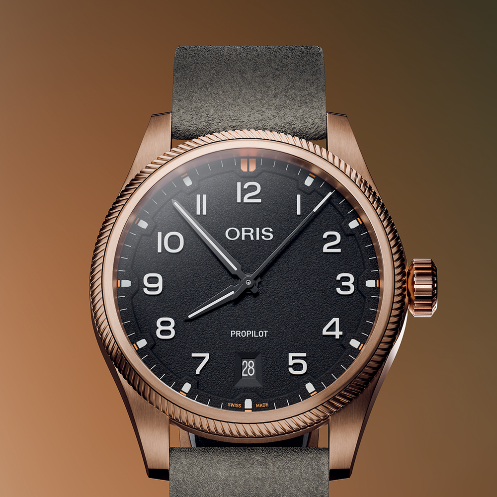 ProPilot Date Bronze 41mm - Black on Leather Strap