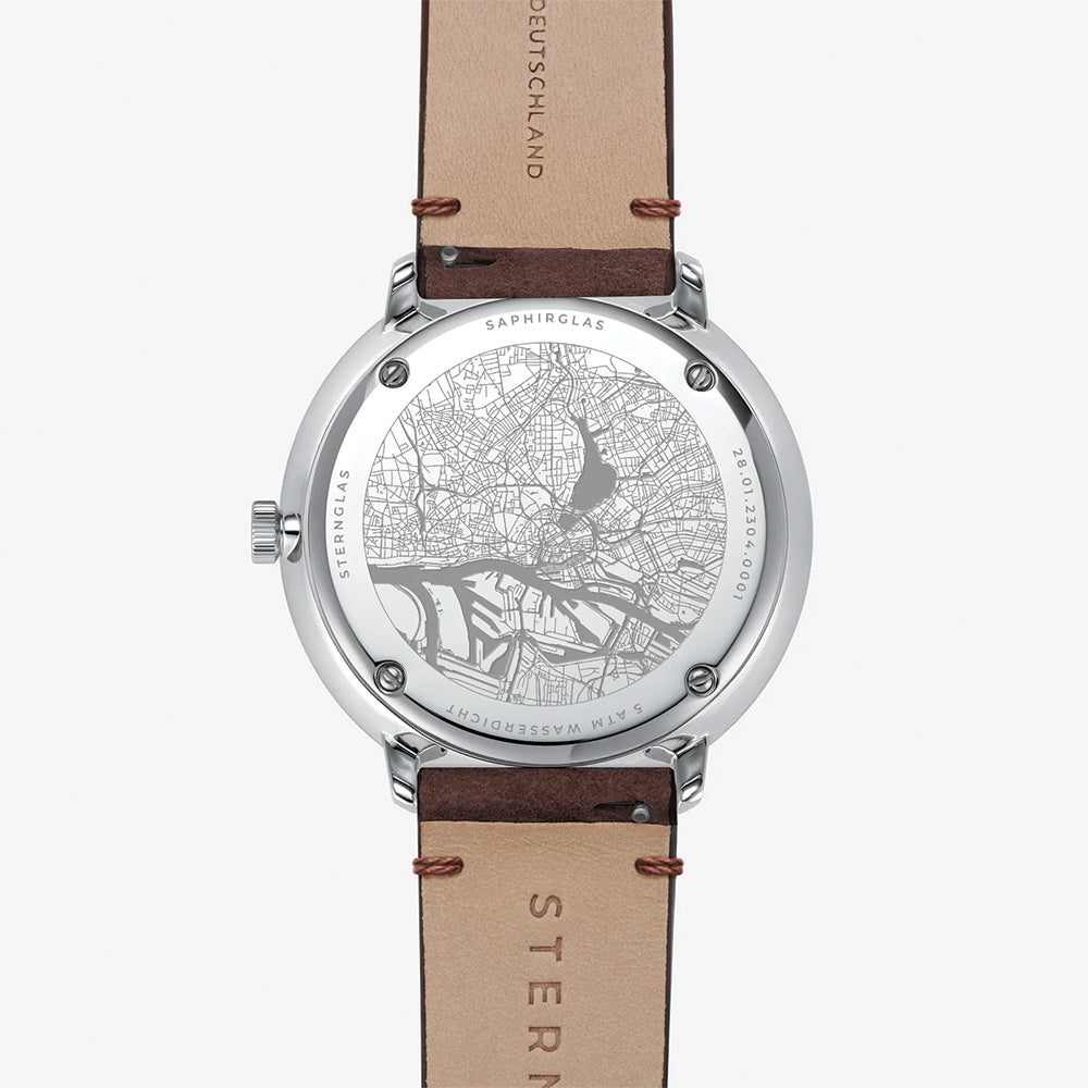 Hamburg Quartz 42mm - White on Leather Strap