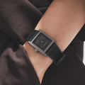 Rivanera Piccolo Guillochè 33mm - Black on Rubber Strap w/ Additional Strap