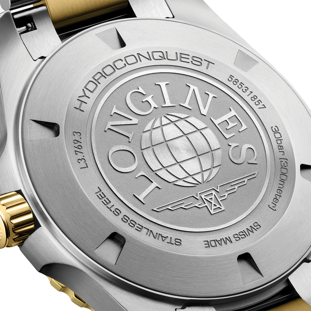 HydroConquest Quartz Yellow PVD Two-Tone 42mm - Blue on Bracelet