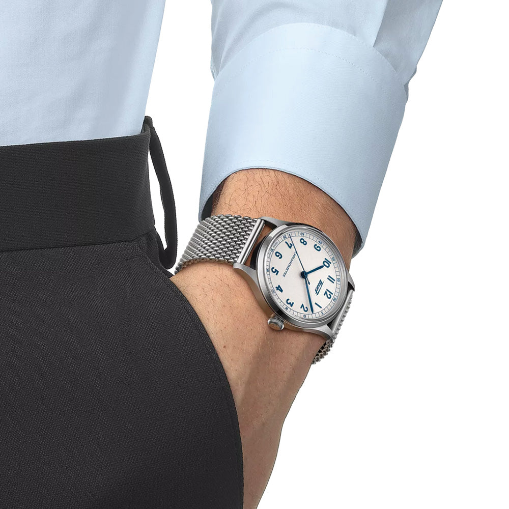 Heritage 1938 COSC 39mm - Silver on Leather Strap and Stainless Steel Bracelet