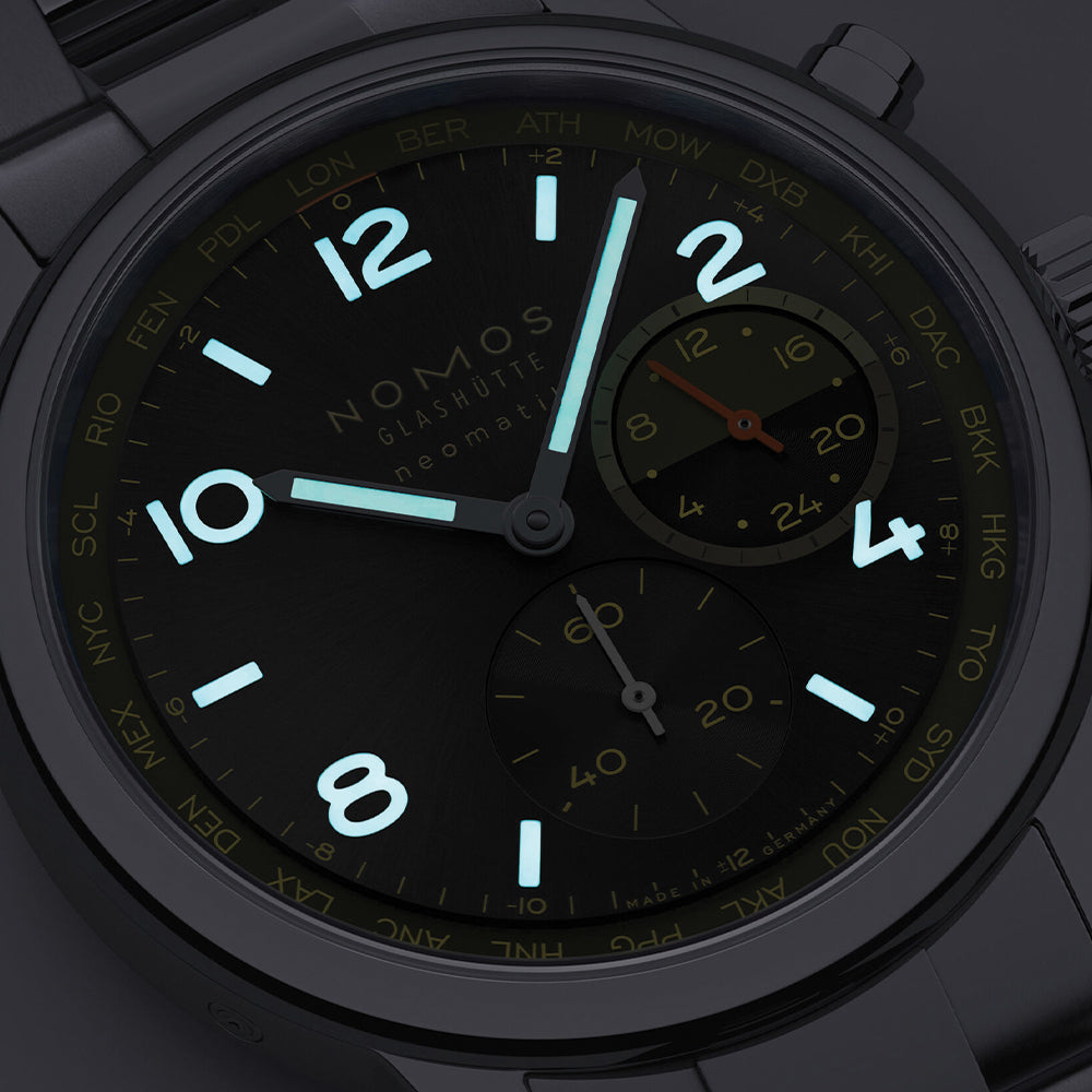 Club Sport Neomatik Worldtimer Vector 40mm - Black w/ Ecru on Bracelet