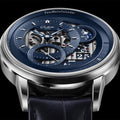 PanoMaticCalendar Limited Edition Platinum 42mm - Skeletonized Deep Blue on Leather Strap