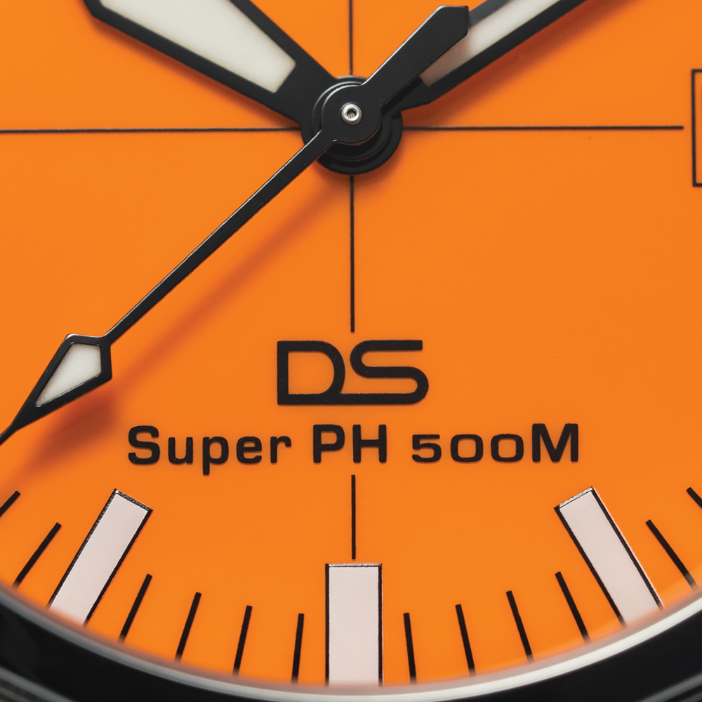 DS Super PH500M 43mm - Orange on Rubber Strap