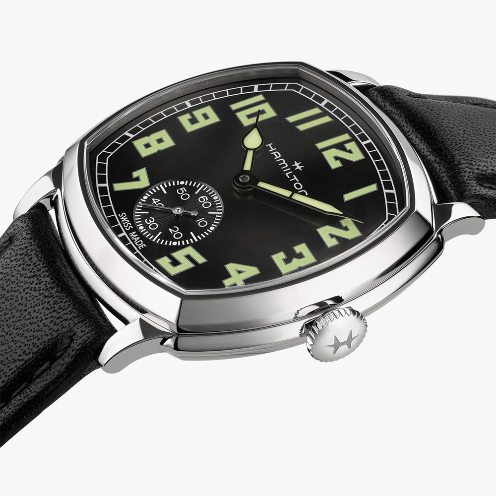 American Classic Cushion Mechanical 34mm - Black on Leather Strap