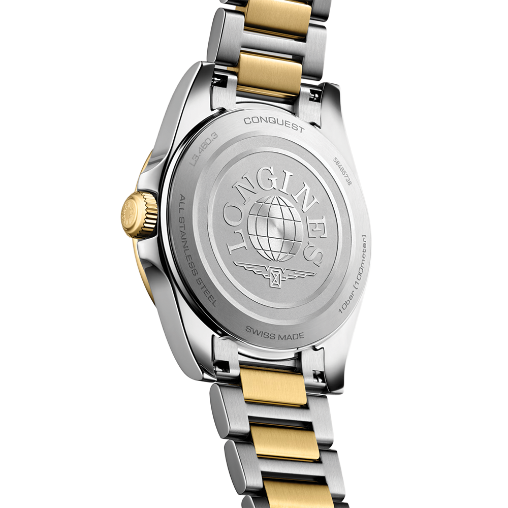 Conquest Quartz Yellow PVD Two-Tone 34mm - White on Bracelet