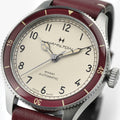 Khaki Aviation Pilot Pioneer Auto 38mm - White on Red Leather Strap