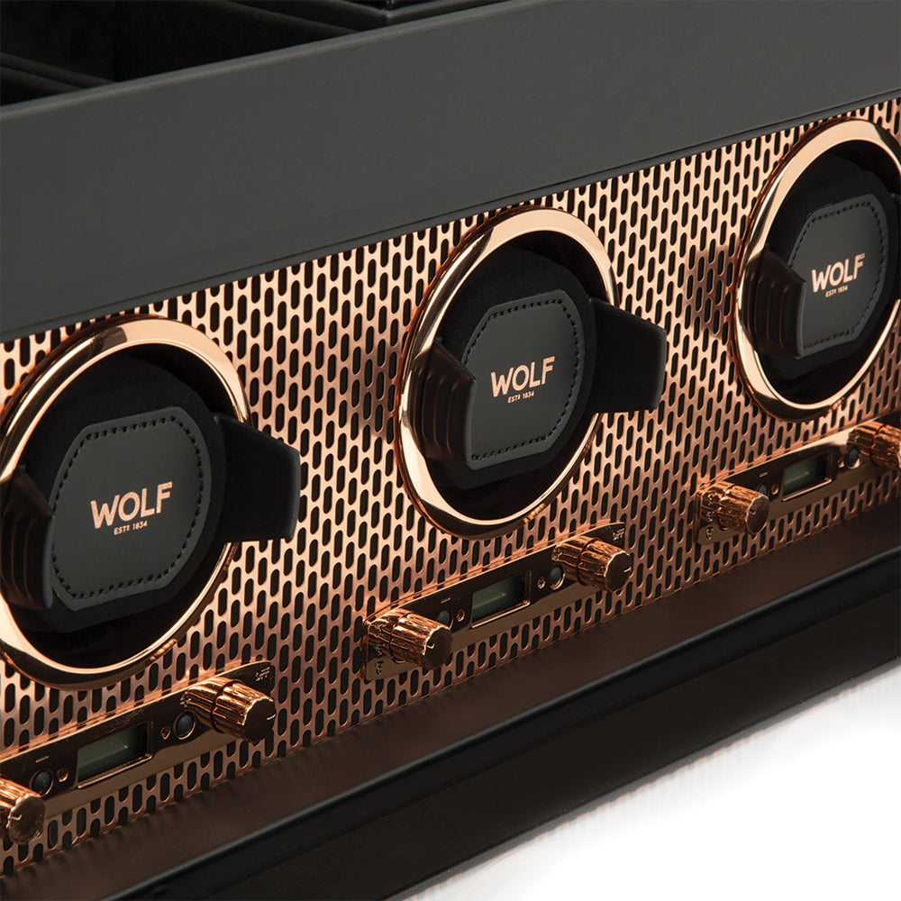 Axis Triple Watch Winder With Storage - Copper