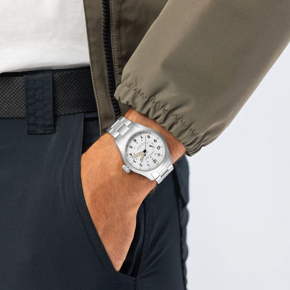 Khaki Field Mechanical Power Reserve 40mm - White on Bracelet