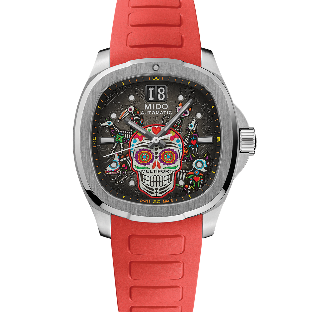 Día de los Muertos TV Big Date 40mm - Grey on Bracelet w/ Two Additional Straps