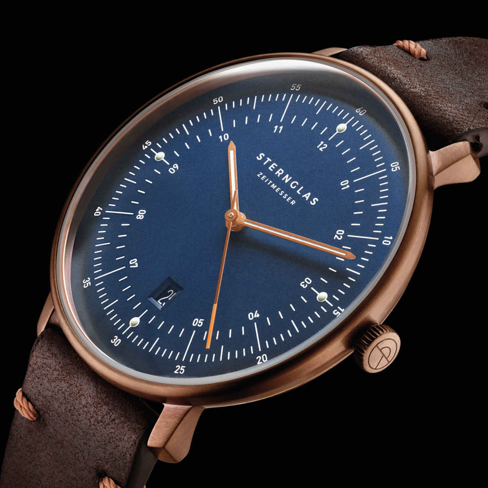 Hamburg Quartz Bronze Update 42mm - Blue on Leather Strap