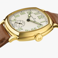 American Classic Cushion Mechanical PVD Gold-Tone 34mm - Beige on Leather Strap