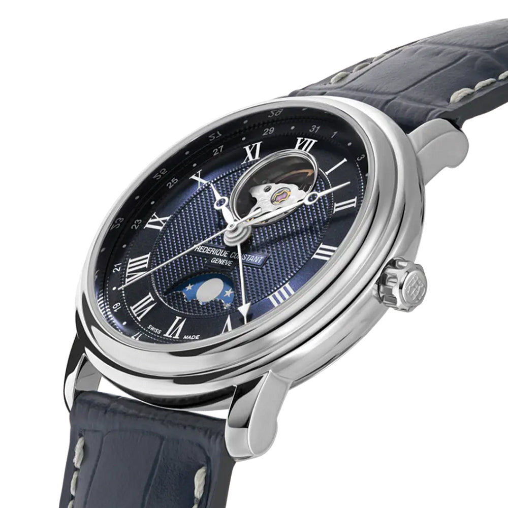 Classics Heart Beat Moonphase Date 40mm - Blue on Leather Strap