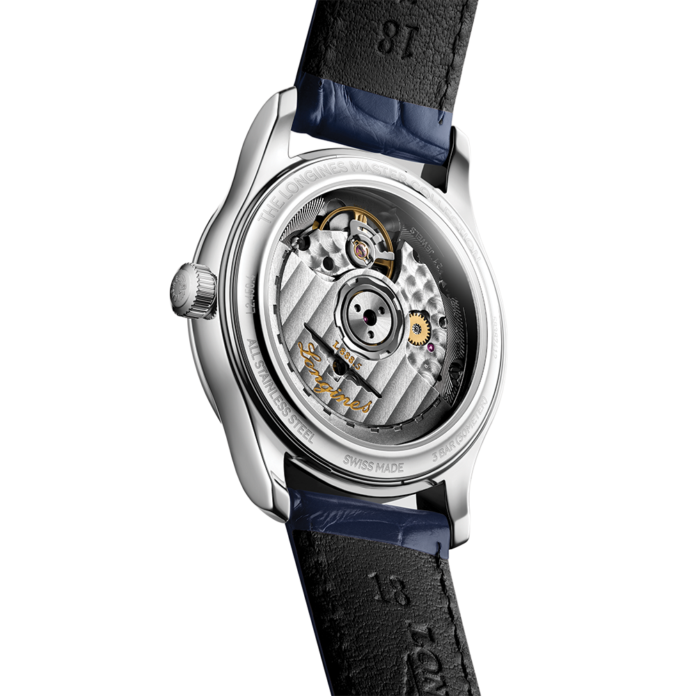 Master 34mm - White, Mother-of-Pearl, Diamond-Set on Leather Strap
