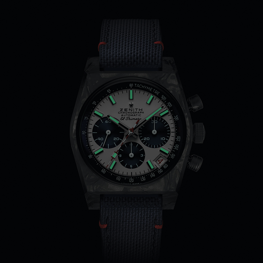 Chronomaster Revival Liberty II Limited Edition Black Carbon 37mm - White on Rubber Strap