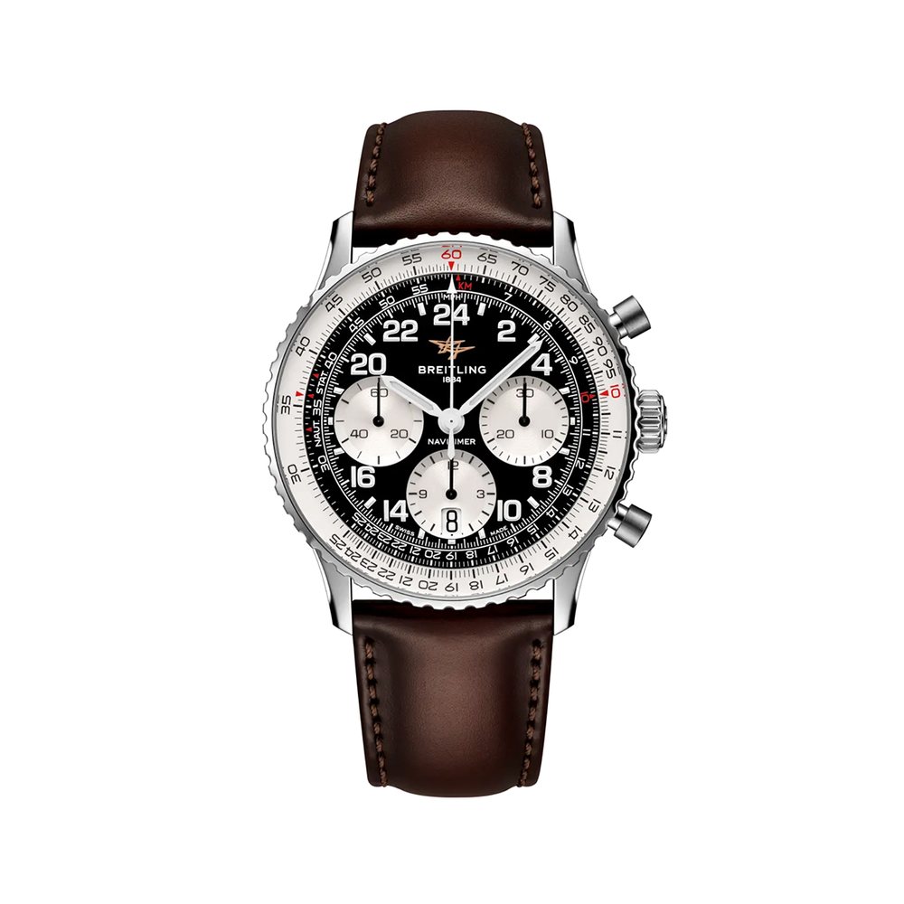 Navitimer B02 Chronograph Cosmonaute 41mm - Black on Leather Strap
