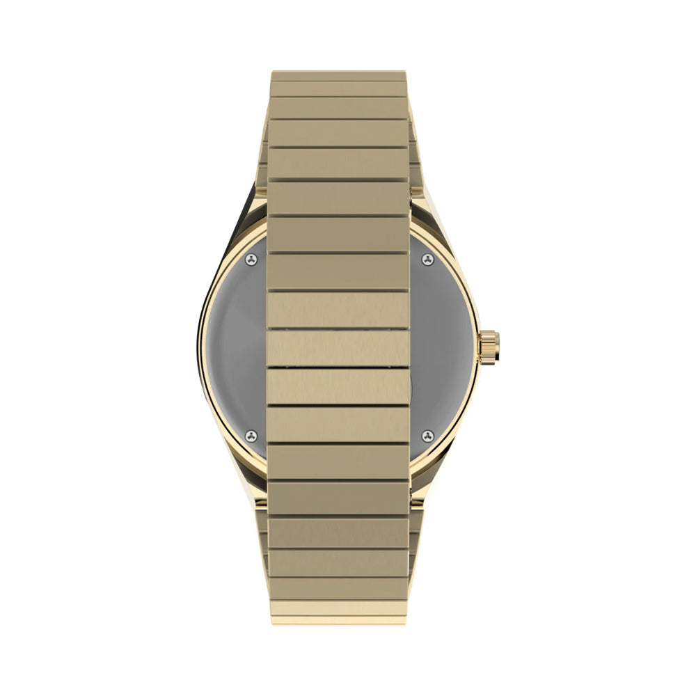 Q Timex Gold-Tone 36mm - Blue on Bracelet