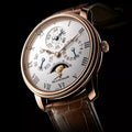 Villeret Quantième Perpétuel 8 Jours Red Gold 42mm - White on Leather Strap
