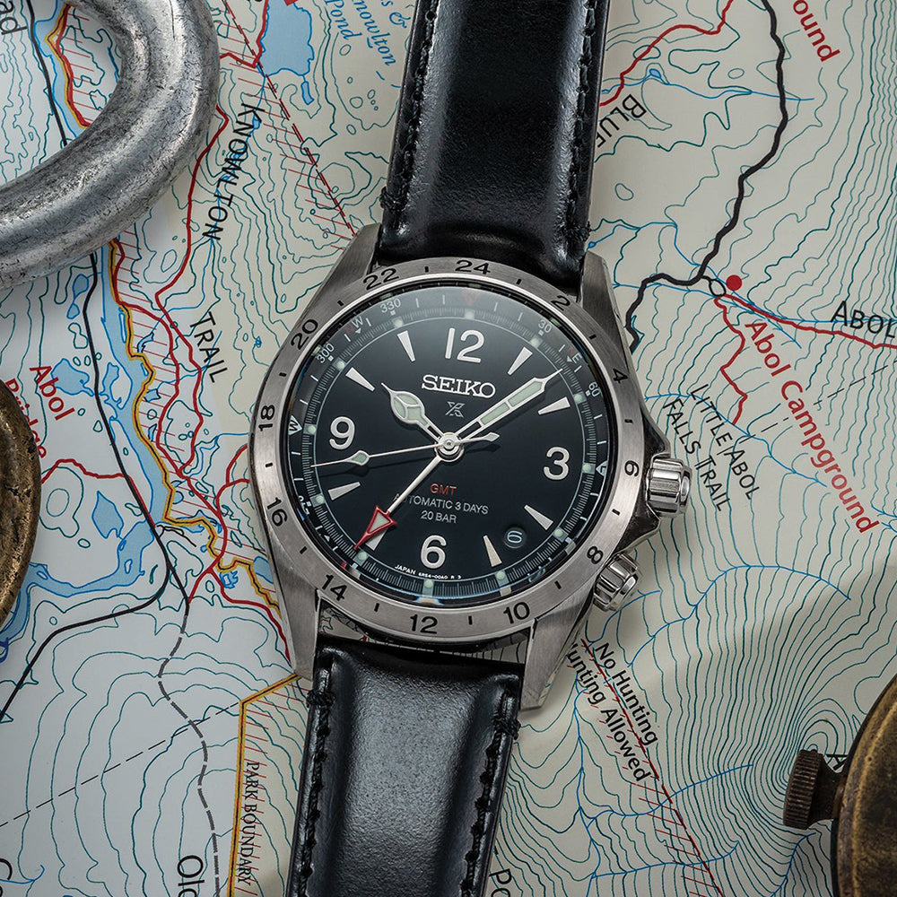 SPB379 Prospex Alpinist GMT Black on Leather Strap1