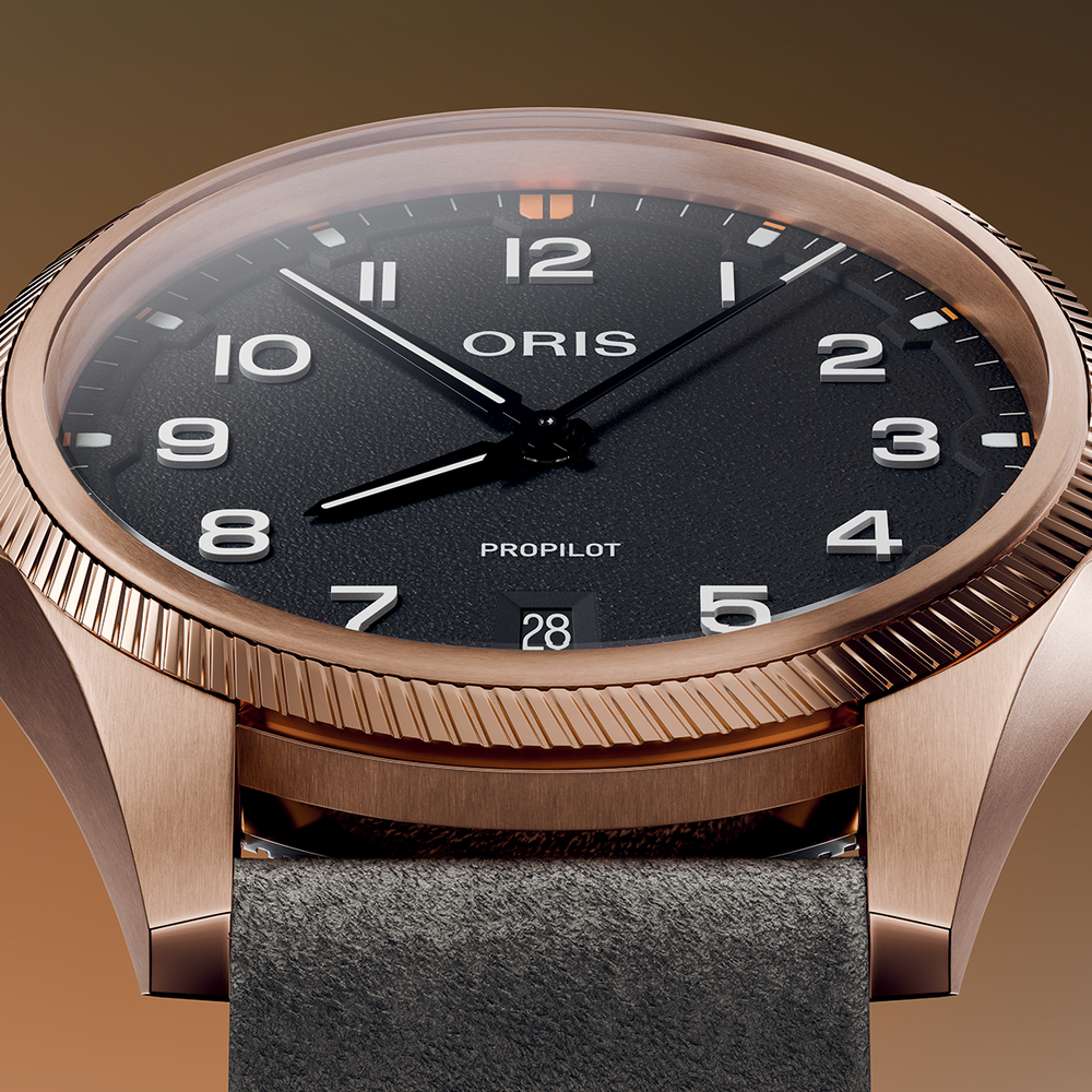 ProPilot Date Bronze 41mm - Black on Leather Strap