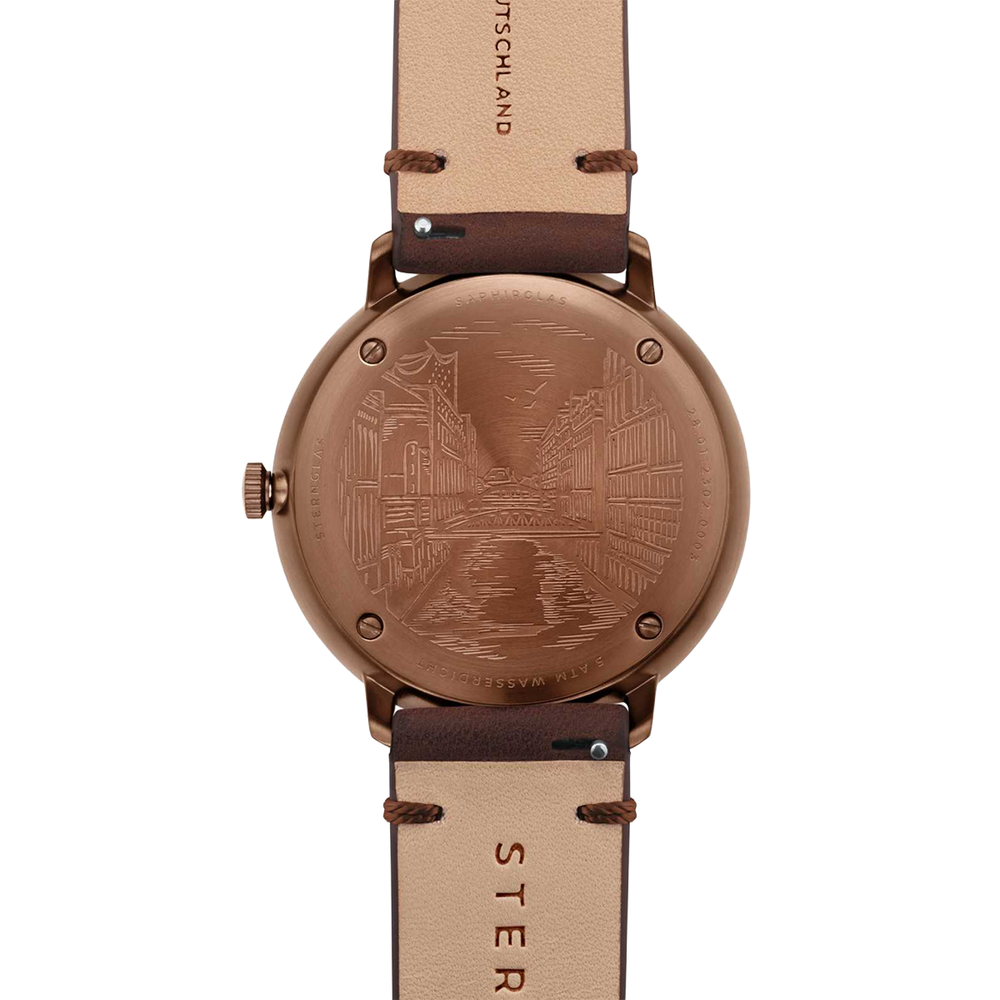 Hamburg Quartz Bronze Update 42mm - Blue on Leather Strap