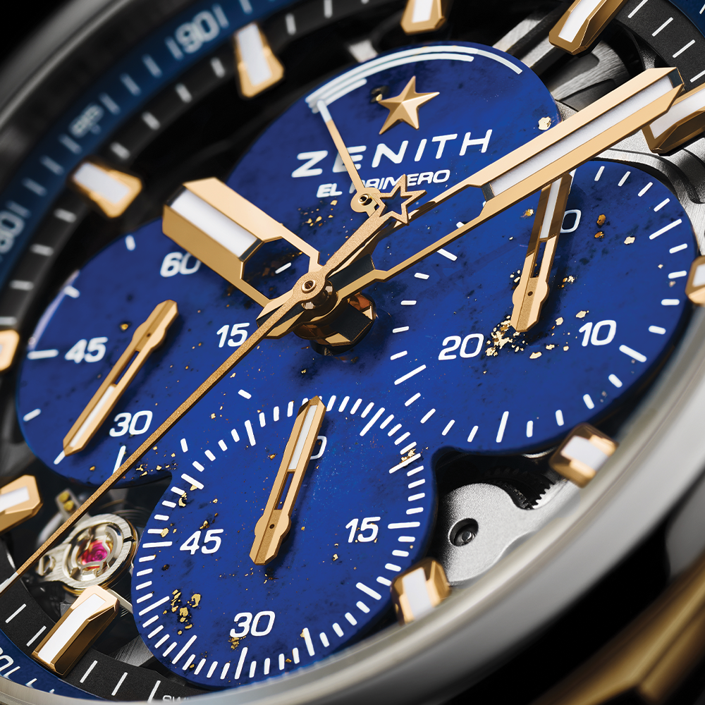 DEFY Extreme Lapis Lazuli Chronograph 45mm - Blue w/ Yellow Gold Accents on Bracelet and 2 Additional Straps