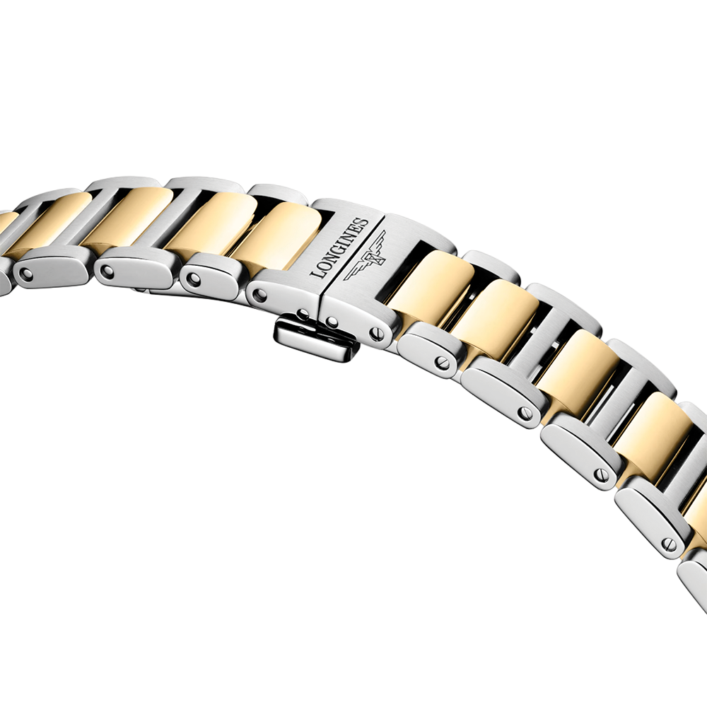 Conquest Quartz Yellow PVD Two-Tone 34mm - White on Bracelet