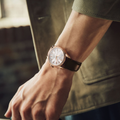 HCC008 Presage Classic Series Limited Edition Pink Gold Plated 38mm - Silver on Leather Strap
