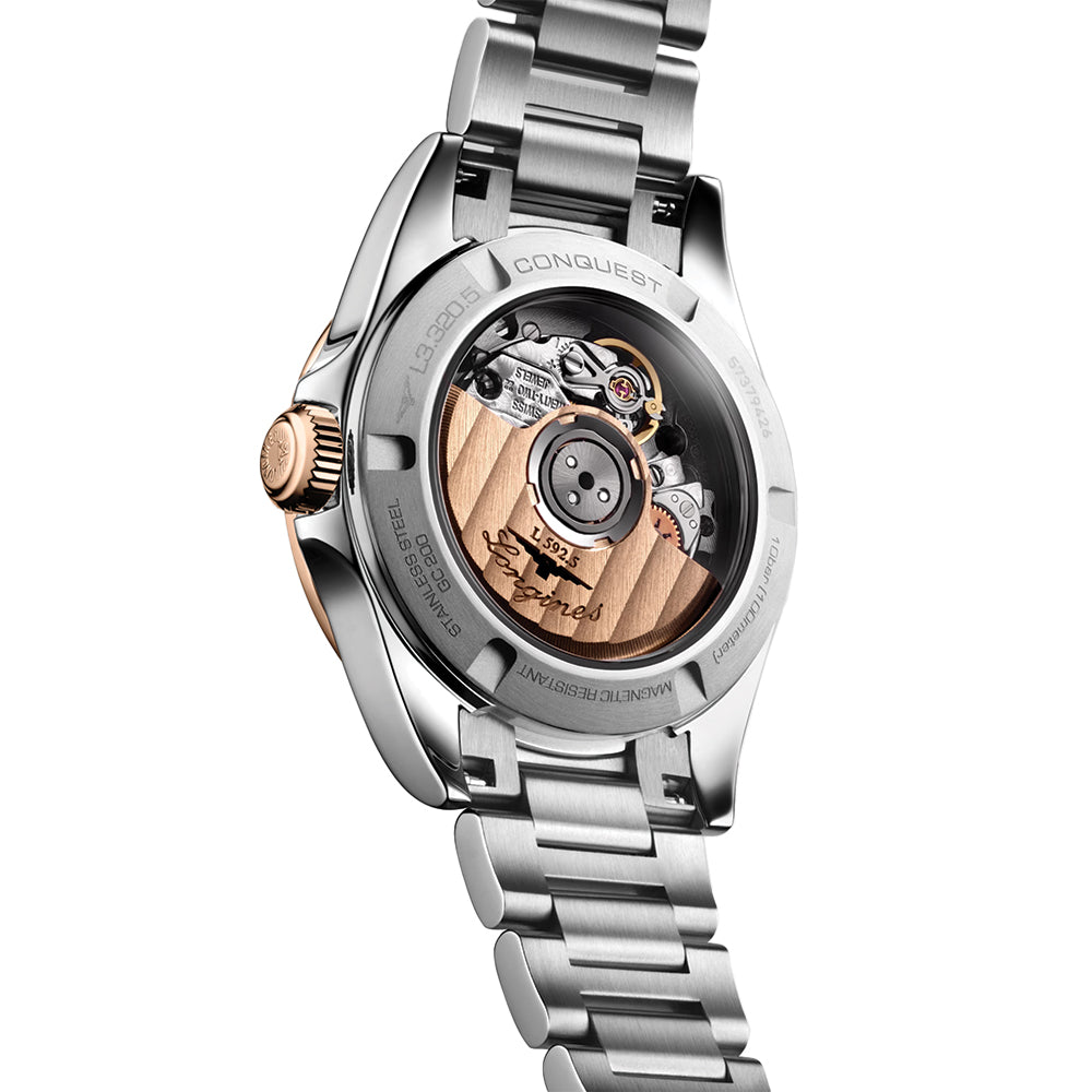 Conquest Pink Gold Bezel 30mm - Silver on Bracelet