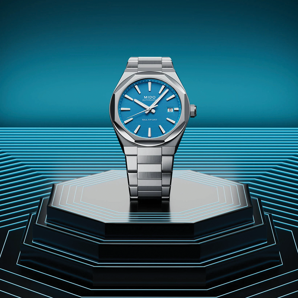オーシャンブルードルフィン輝く未来へオルゴブレスレット Multifort 8 One Crown 40mm - Turquoise on Bracelet | Teddy Baldassarre