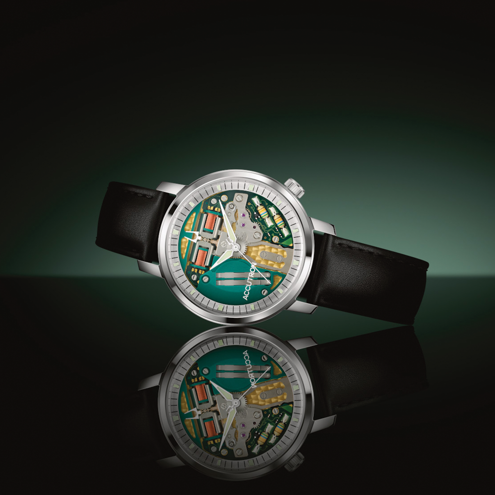 Tuning Fork Spaceview 314 39mm - Multicolored, Silver Accents on Leather Strap