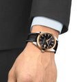Gentleman Powermatic 80 Silicium Solid 18K Gold bezel 40mm - Black on Leather Strap