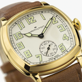 American Classic Cushion Mechanical PVD Gold-Tone 34mm - Beige on Leather Strap