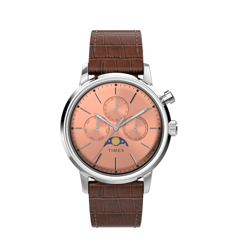 Marlin Quartz Moon Phase 40mm Salmon Dial