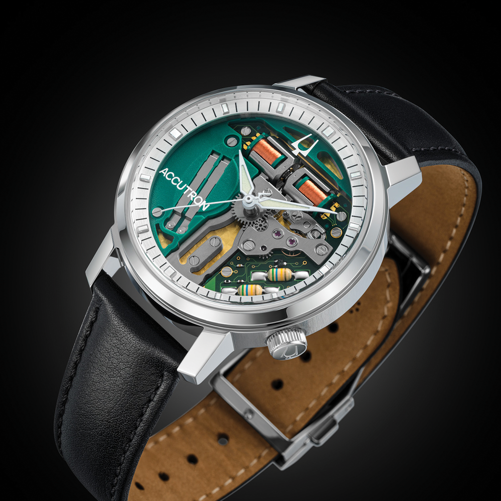 Tuning Fork Spaceview 314 39mm - Multicolored, Silver Accents on Leather Strap