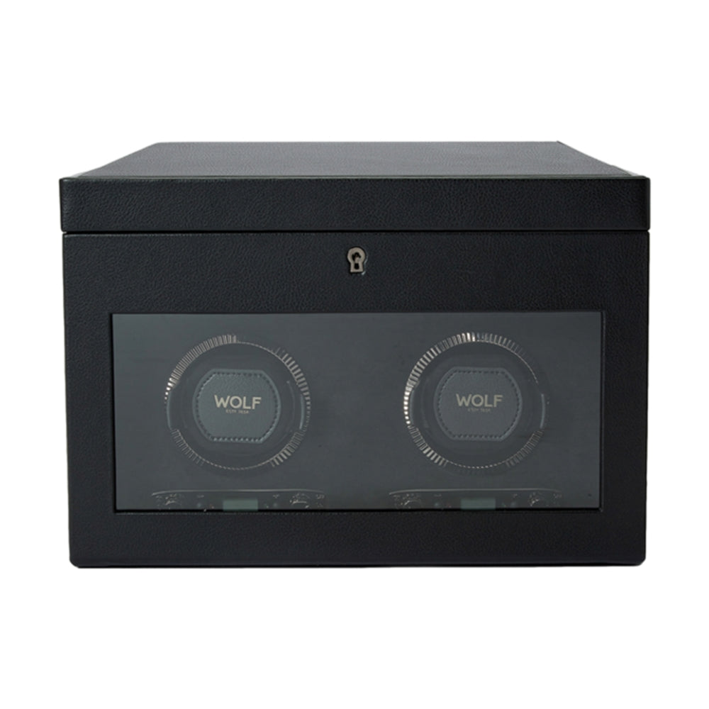 British Racing Double Watch Winder with Storage - Black