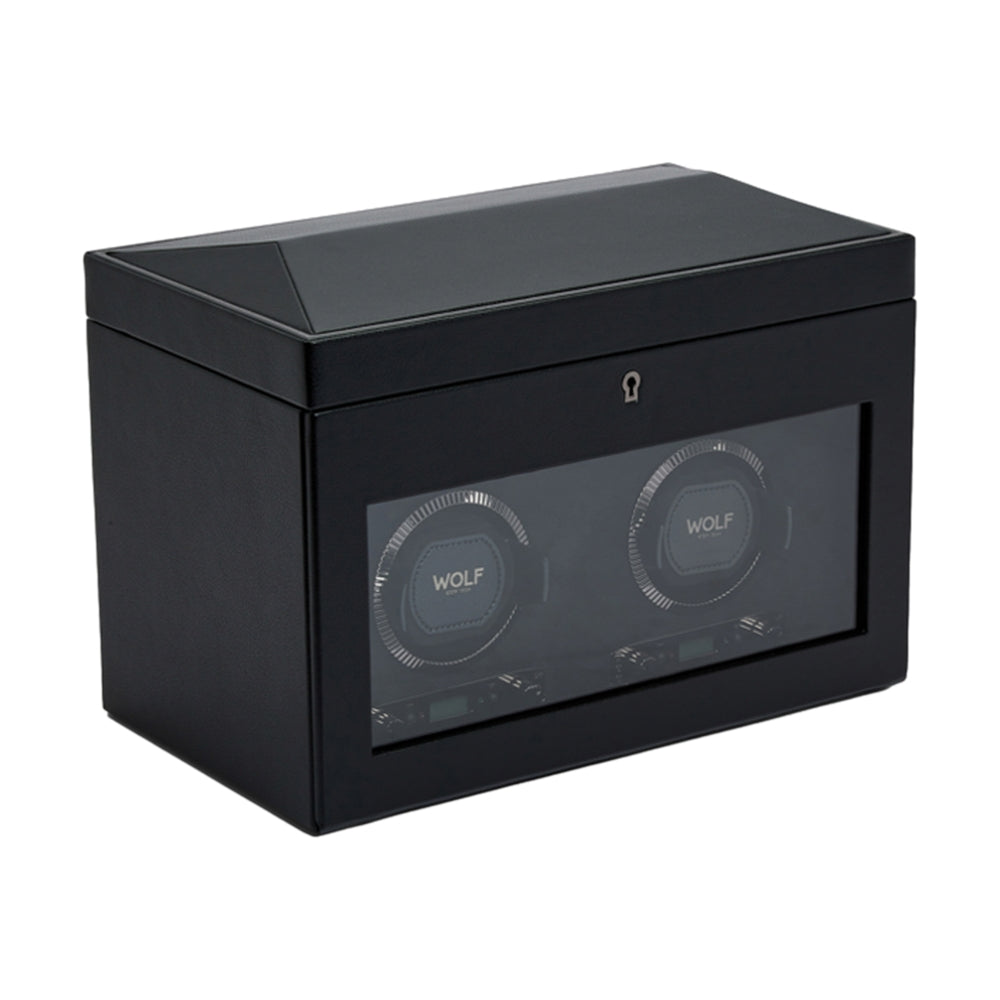 British Racing Double Watch Winder with Storage - Black