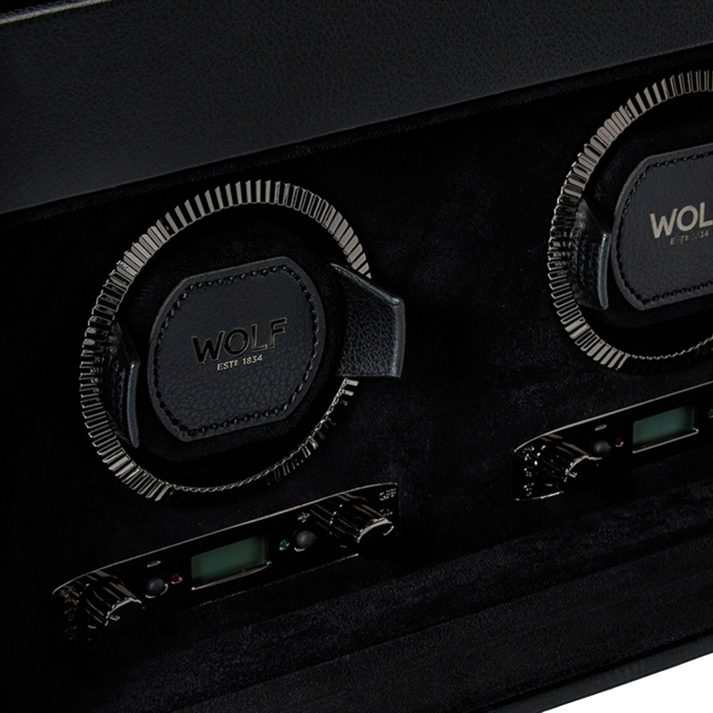 British Racing Double Watch Winder with Storage - Black