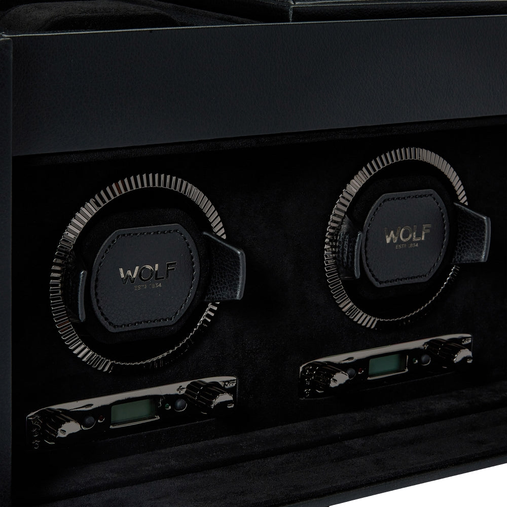 British Racing Triple Watch Winder with Storage - Black