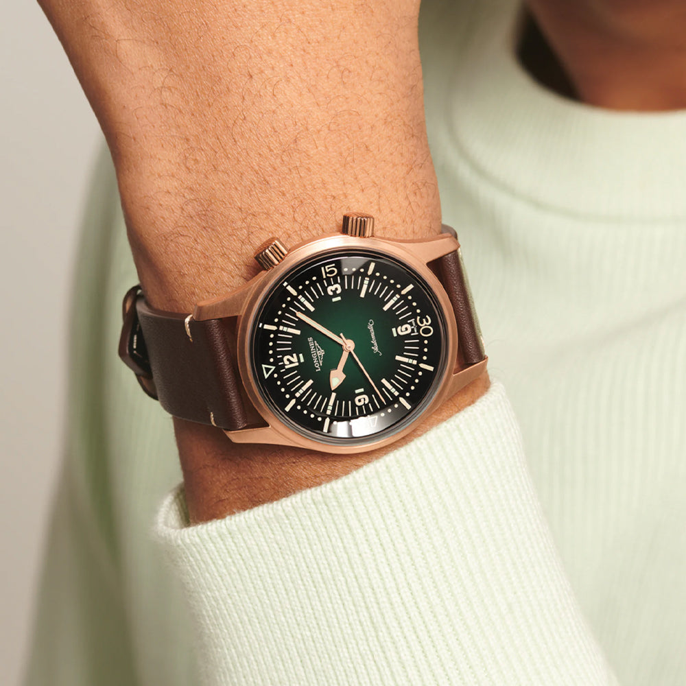 Legend Diver Bronze 42mm Green on Leather Strap w/ Extra Fabric