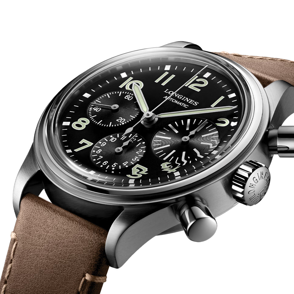 Avigation BigEye 41mm - Black on Leather Strap