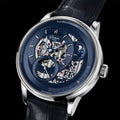 PanoMaticCalendar Limited Edition Platinum 42mm - Skeletonized Deep Blue on Leather Strap