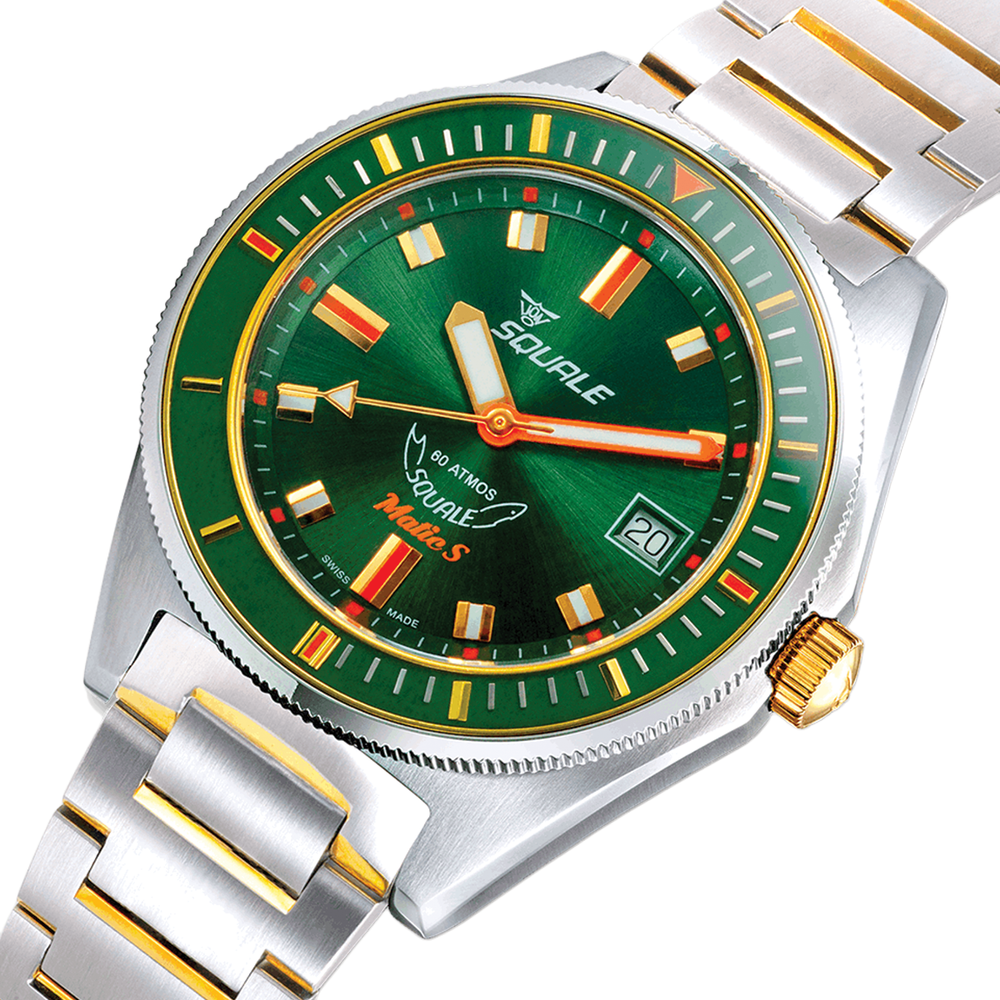 Matic S Two-Tone PVD Gold and Steel 39.5mm - Green on Bracelet