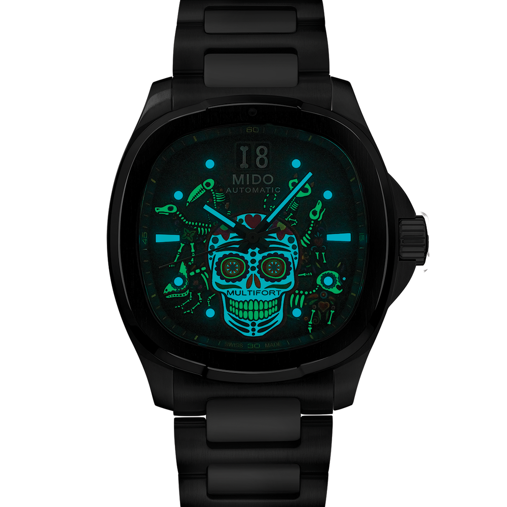 Día de los Muertos TV Big Date 40mm - Grey on Bracelet w/ Two Additional Straps