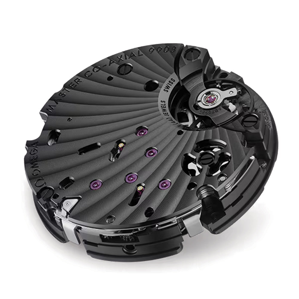 Speedmaster Dark Side of the Moon Black Ceramic 44.25mm - Full Black w/ Red Seconds Hand on Rubber Strap