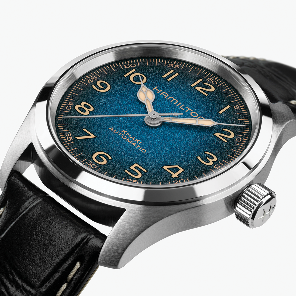 Khaki Field Murph 38mm - Blue on Leather Strap