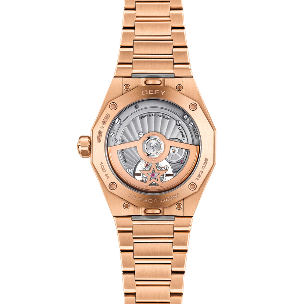 Defy Skyline El Primero Tourbillon Rose Gold 41mm - Red on Bracelet w/ Extra Rubber Strap